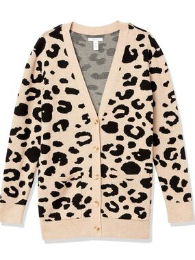 Daily Ritual Ultra‑Soft Leopard Jacquard Cardigan – Size L
